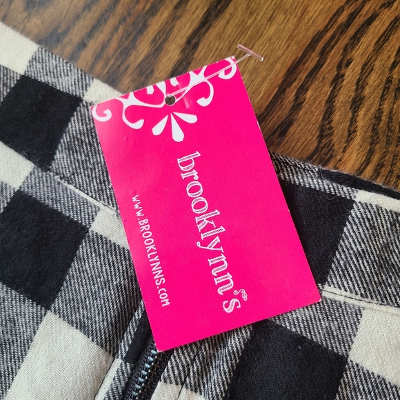 Newbury Kustom Black & White Plaid Flannel Skirt Criss-Cross Detail S - Picture 5 of 5